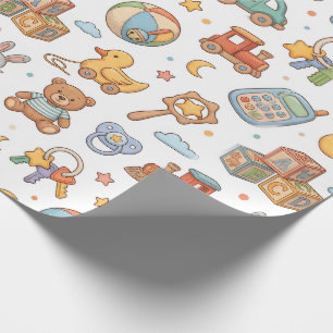 Papel De Regalo Diseño de patrón de juguetes para bebés lindos