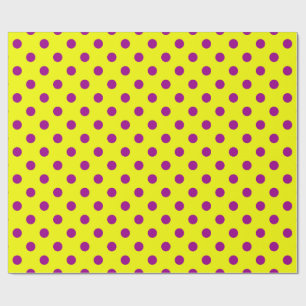 Papel De Regalo Diseño de patrón de lunares amarillos sobre púrpur