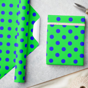 Papel De Regalo Diseño de patrón de lunares azules sobre verde