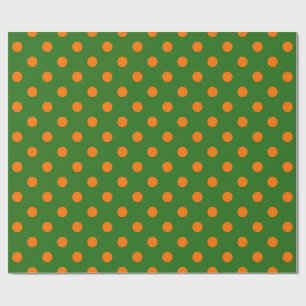 Papel De Regalo Diseño de patrón de lunares naranja sobre verde
