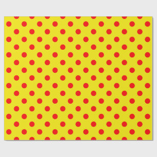 Papel De Regalo Diseño de patrón de lunares rojos sobre amarillo