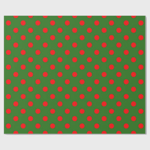 Papel De Regalo Diseño de patrón de lunares rojos sobre verde