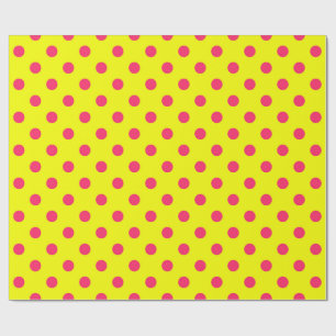 Papel De Regalo Diseño de patrón de lunares rosa sobre amarillo