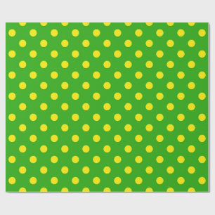 Papel De Regalo Diseño de patrón de lunares verde sobre amarillo