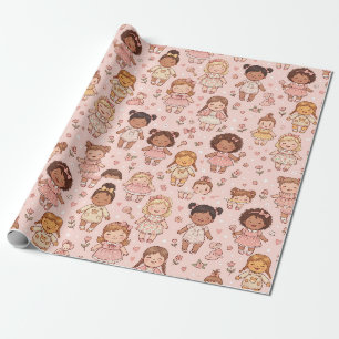 Papel De Regalo Diseño de patrón de niñas bebés lindas