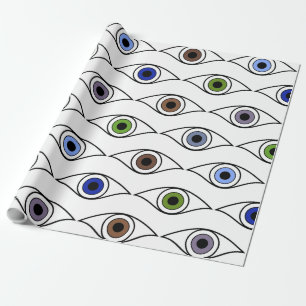 Papel De Regalo Diseño de Patrón de Ojos Coloridos