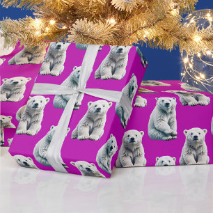 Papel De Regalo Diseño de patrón de oso polar púrpura 