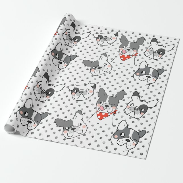 Papel De Regalo Diseño de patrón de perro juguetón (Desenrollado)