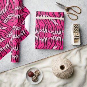 Papel De Regalo Diseño de patrón de piel de animal de tigre rosa