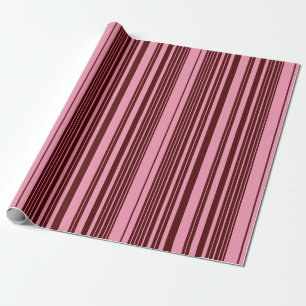 Papel De Regalo Diseño de Patrón de Rayas de Burdeos y Rosa