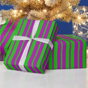 Papel De Regalo Diseño de patrón de rayas elegantes púrpura y verd