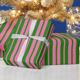 Papel De Regalo Diseño de patrón de rayas elegantes rosa verde