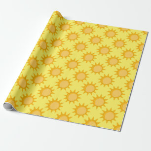 Papel De Regalo Diseño de patrón de sol brillante sobre amarillo