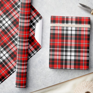 Papel De Regalo Diseño de patrón de tartán a cuadros rojos negros