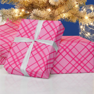 Papel De Regalo Diseño De Patrón De Tartán Rosa Sobre Tartán Rosa