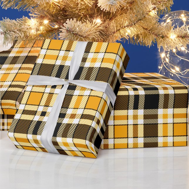 Papel De Regalo Diseño de patrón tartán de franela amarilla negra  (Subido por el creador)