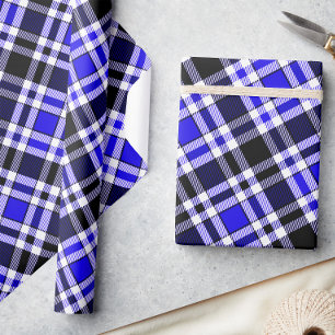 Papel De Regalo Diseño de patrón tartán de franela azul negro y bl