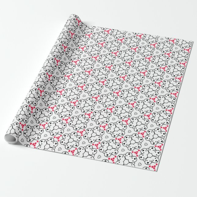 Papel De Regalo Diseño de patrones con tema de perro adorable (Desenrollado)