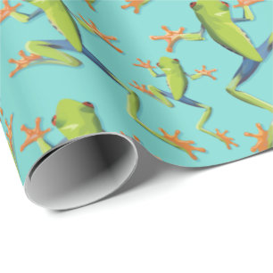 Papel De Regalo Diseño de patrones de rana de árbol de vegetación