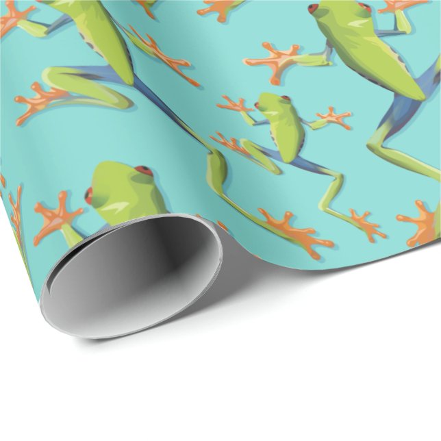 Papel De Regalo Diseño de patrones de rana de árbol de vegetación (Esquina del rollo)