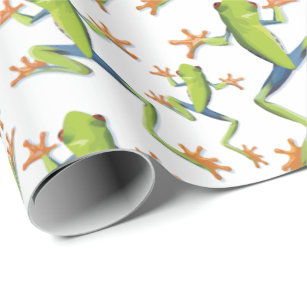 Papel De Regalo Diseño de patrones de rana de árbol de vegetación