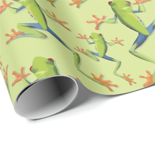 Papel De Regalo Diseño de patrones de rana de árbol de vegetación (Esquina del rollo)