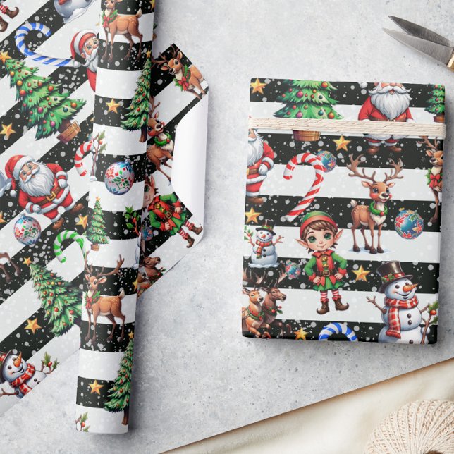 Papel De Regalo Diseño de patrones de rayas de Navidades decorativ (Subido por el creador)