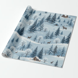 Papel De Regalo Diseño de patrones navidades blanco y azul