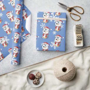 Papel De Regalo Diseño de "Pingouin" Navidades Cute