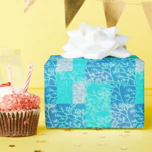 Papel De Regalo Diseño de Plástico de Foliage de tonos azules