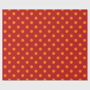 Papel De Regalo Diseño de puntos polka del Naranja de fondo rojo