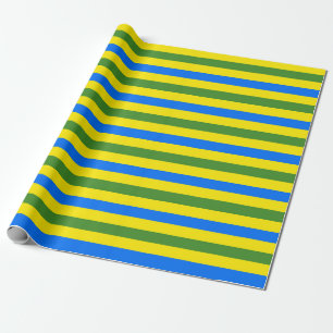 Papel De Regalo Diseño de rayas azules verdes y amarillas