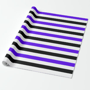 Papel De Regalo Diseño de rayas blancas y negras azules