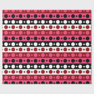 Papel De Regalo Diseño de rayas de círculo blanco rosado