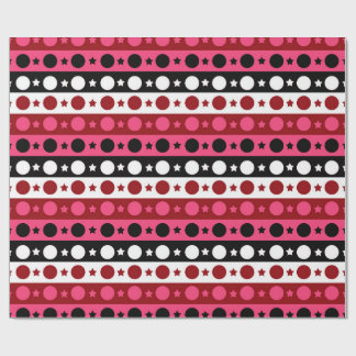 Papel De Regalo Diseño de rayas de círculo blanco rosado