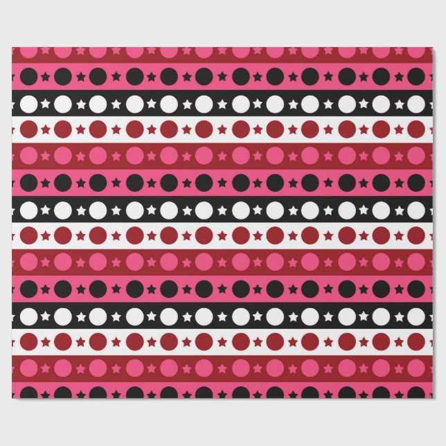 Papel De Regalo Diseño de rayas de círculo blanco rosado (Superficie plana)