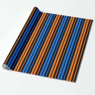 Papel De Regalo Diseño de rayas verticales de naranja azul 