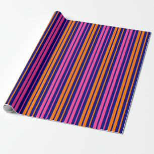 Papel De Regalo Diseño de rayas verticales naranja azul rosa  