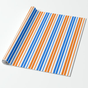 Papel De Regalo Diseño de rayas verticales naranjas y azules sobre