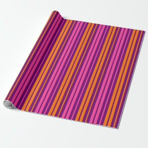 Papel De Regalo Diseño de rayas verticales rosa púrpura naranja