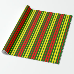 Papel De Regalo Diseño de rayas verticales verde amarillo rojo