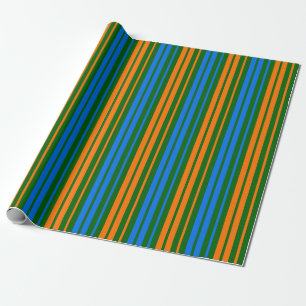 Papel De Regalo Diseño de rayas verticales verde naranja azul  