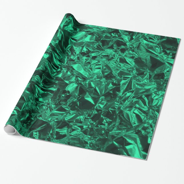 Papel De Regalo Diseño de Relieve metalizado de aluminio en Verde  (Desenrollado)