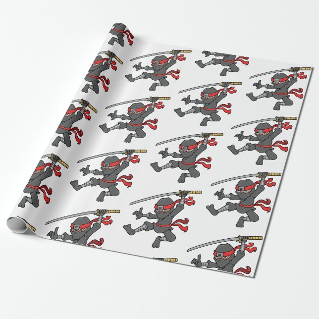 Papel De Regalo Diseño de salto adaptable de Ninja (Desenrollado)