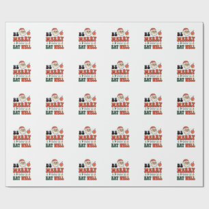 Papel De Regalo Diseño de Santa de Navidad Alegre Come Bien