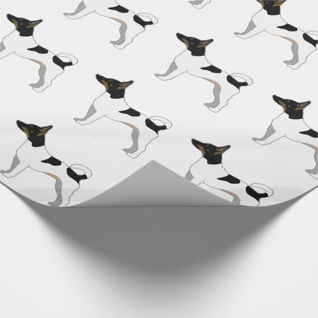 Papel De Regalo Diseño de silueta de raza básica Rat Terrier (Esquina)