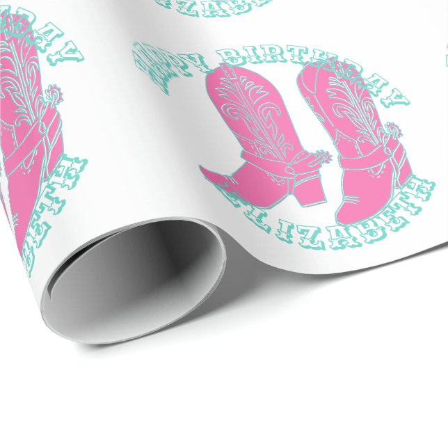 Papel De Regalo Diseño de soltera con botas de vaca (Esquina del rollo)