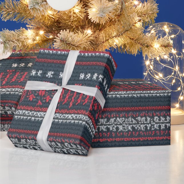 Papel De Regalo Diseño de sudaderas Navidades Gris, Blancos Y Rojo (Vacaciones)