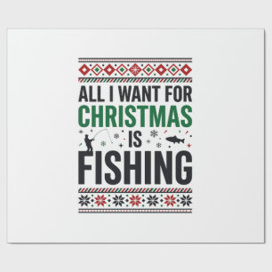 Papel De Regalo Diseño de suéter feo de pesca de Navidad