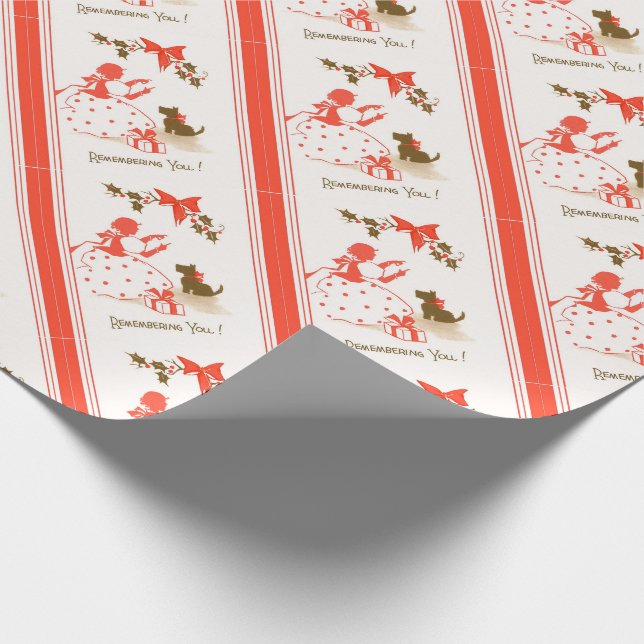 Papel De Regalo Diseño de tarjeta negro rojo de Navidad del (Esquina)